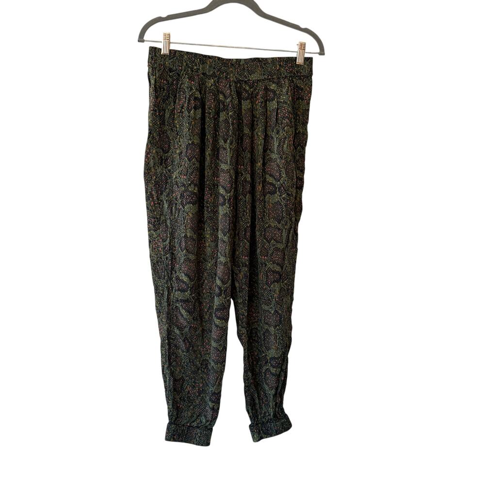 All Saints women's Lila Tamora tapered pants 8 snakeprint green - Picture 2 of 7